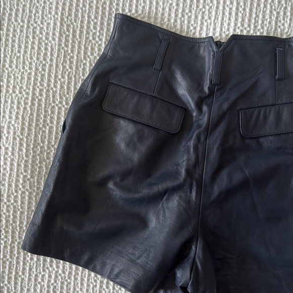 Dior Navy Blue High Waist Tailored Leather Shorts - Picture 6 of 10